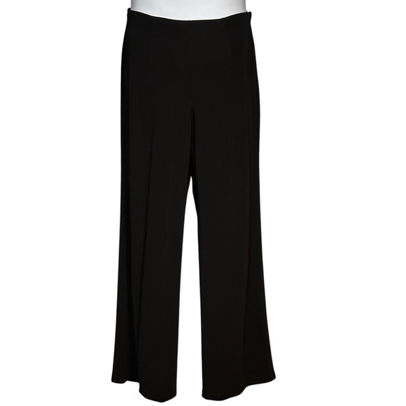 Vintage 90s Talbots Black Everyday Dress Pants Stretchy Jersey Wide Leg Medium - Picture 1 of 10